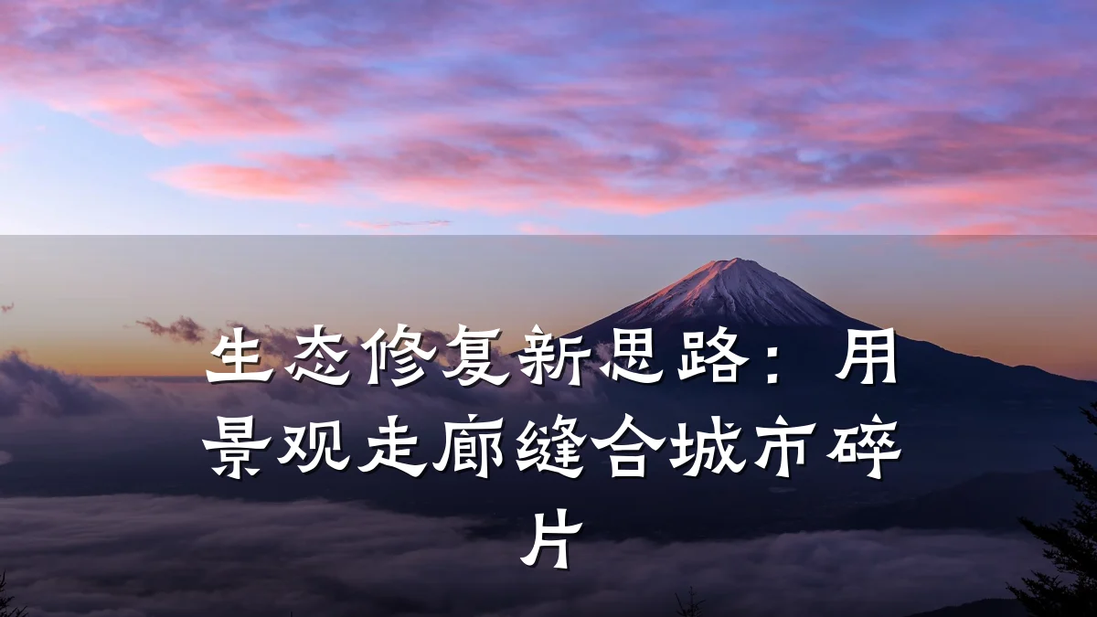 生态修复新思路:用景观走廊缝合城市碎片