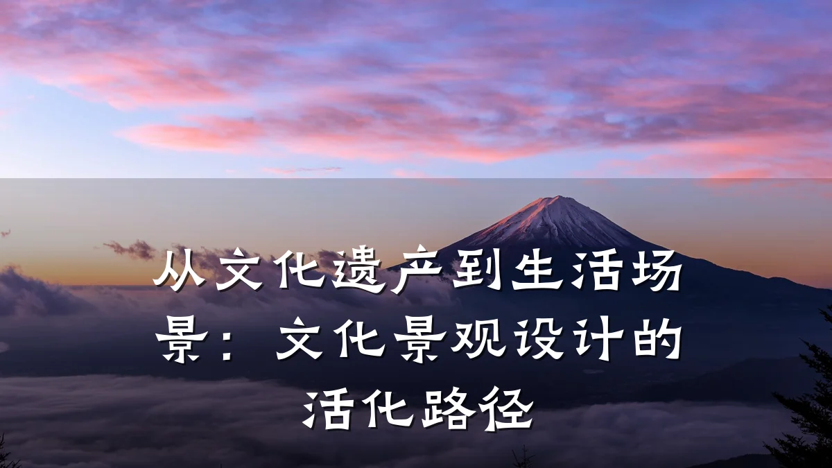 从文化遗产到生活场景：文化景观设计的活化路径