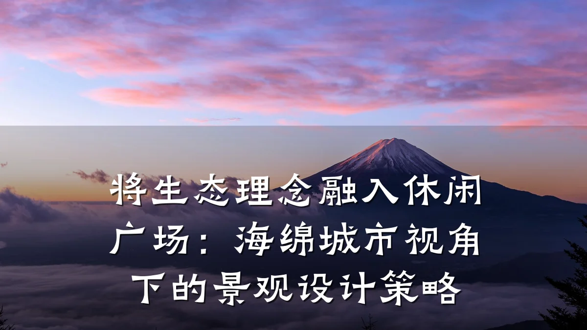 将生态理念融入休闲广场:海绵城市视角下的景观设计策略