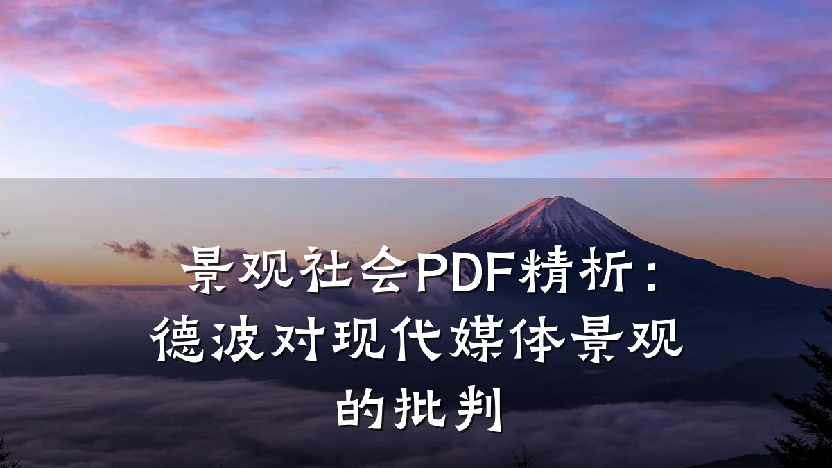 景观社会PDF精析：德波对现代媒体景观的批判
