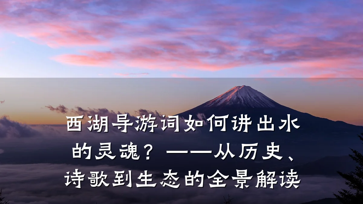 西湖导游词如何讲出水的灵魂?——从历史、诗歌到生态的全景解读